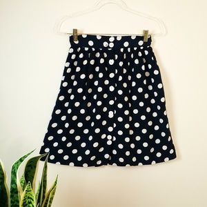 Vintage Polka Dot Navy Blue White Dots Skirt